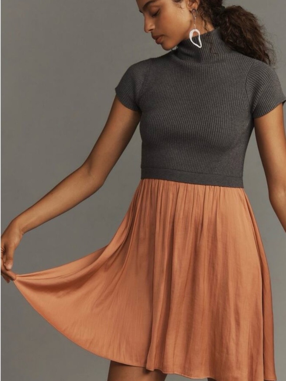 Anthropologie Twofer Mini Dress in Rose and Charcoal